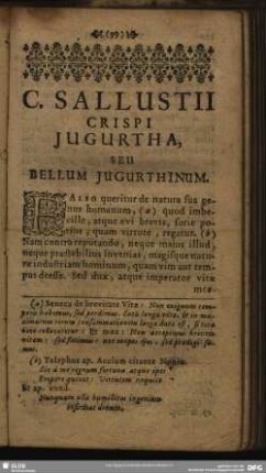 C. Sallustii Crispi Iugurtha, Seu Bellum Iugurthinum
