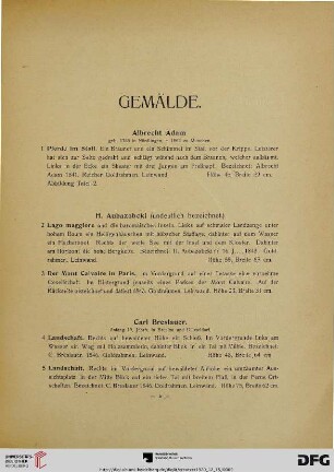 Gemälde (Nr. 1-65)
