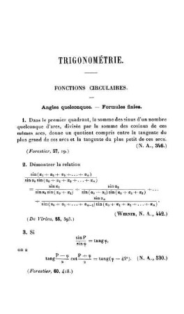 Trigonométrie. Fonctions Circulaires.