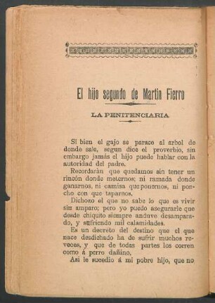 El hijo segundo de Martín Fierro : La penitenciaria