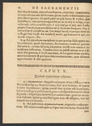 Caput V. Quartum argumentum refutatur.