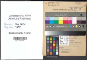 Entnazifizierung Franz Stapelmann , geb. 18.06.1888 (Lokfuehrer)