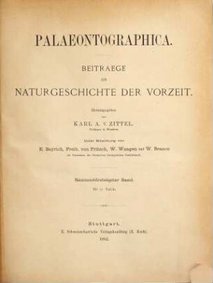 Palaeontographica : Beiträge zur Naturgeschichte d. Vorzeit. 39. 1892