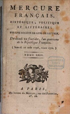 Mercure de France. 1796, 24