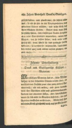 Zehente Unterhaltung. Druck und Gleichgewicht flueßiger Materien.