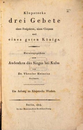 Drei Gebete eines Freigeistes