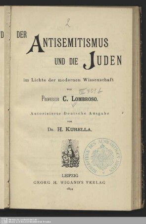 Der Antisemitismus und die Juden im Lichte der modernen Wissenschaft