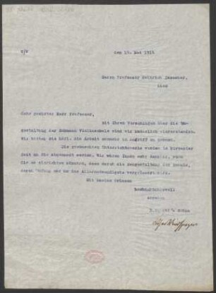 Brief an Heinrich Dessauer : 19.05.1914