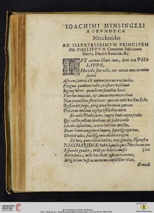 Ioachimi Mynsingeri a Frvndeck, Neccharides