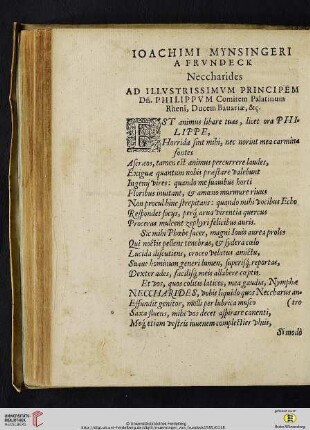 Ioachimi Mynsingeri a Frvndeck, Neccharides