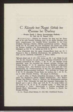 C. Kämpfe des Regts. südlich der Somme bei Barleux