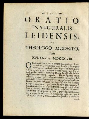 Oratio Inauguralis Leidensis