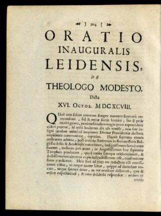 Oratio Inauguralis Leidensis