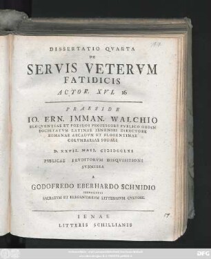 Dissertatio 4: Dissertatio ... De Servis Vetervm Fatidicis Actor. XVI. 16