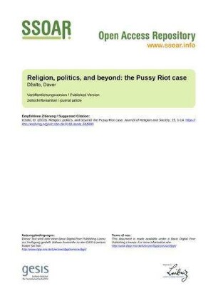 Religion, politics, and beyond: the Pussy Riot case