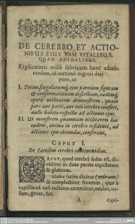 Caput I. De Partibus cerebri continentibus