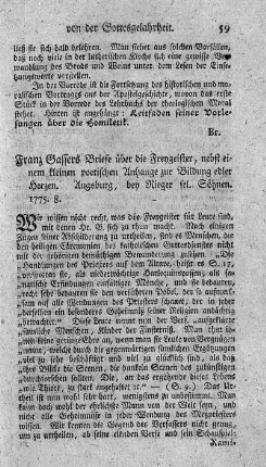 Briefe über die Freygeister.