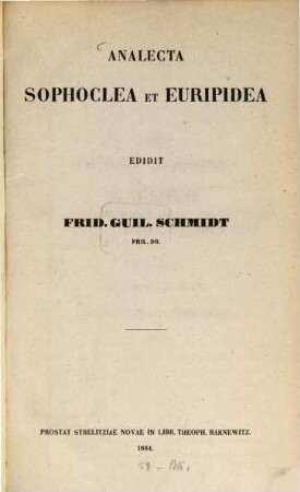 Analecta Sophoclea et Euripidea