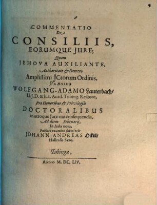 Commentatio De Consiliis, Eorumque Jure