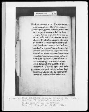 Arenberg-Sakramentar — Textseite, Folio 25verso