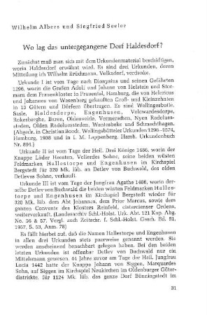 Wo lag das untergegangene Dorf Haldesdorf?