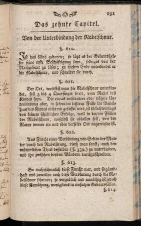 Das zehnte Capitel. Von der Unterbindung der Nabelschnur
