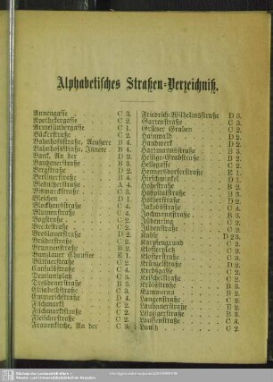 Alphabetisches Straßen-Verzeichniß