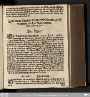 Das ander Capitel/ Von der Beschreibung deß Gewitters/ durch die Vier unterschiedlichen Zeiten deß Jars.