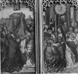 Innenseite: Christi Himmelfahrt und Pfingstsszene