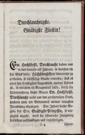Durchlauchtigste Gnädigste Fürstin!