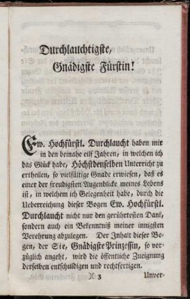 Durchlauchtigste Gnädigste Fürstin!