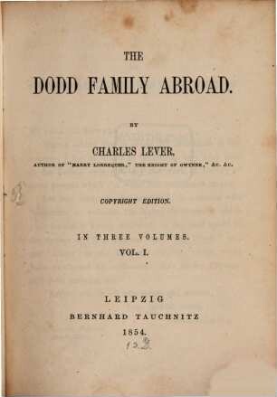 The Dodd family abroad : in three volumes. 1