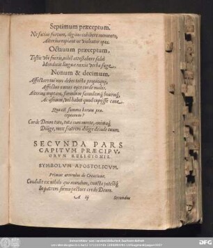 Secunda Pars Capitum Praecipuorum Religionis.