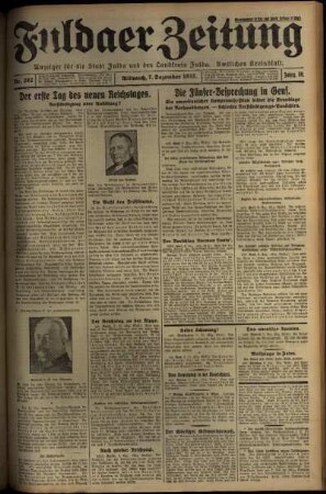 Erste Ausgabe vom Mittwoch, den 07. Dezember 1932.