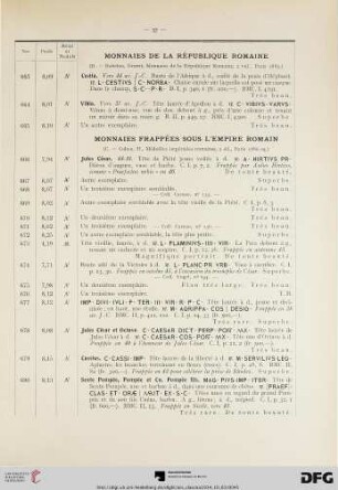 Monnaies de la République Romaine (Nr. 663-968)