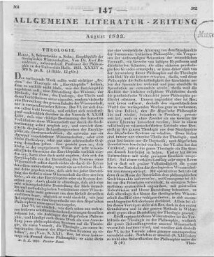 Rosenkranz, K.: Encyklopädie der theologischen Wissenschaften. Halle: Schwetschke 1831
