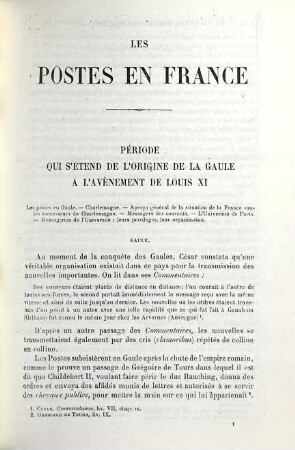 Les postes françaises : recherches historiques sur leur origine, leur développement, leur législation
