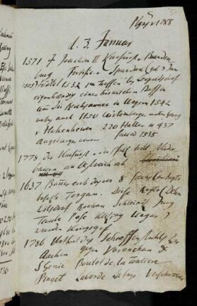 37r-55v, 3. Januar 1788: 1571 gest. Joachim II. Kurfürst von Brandenburg... - 4. Januar 1788: 1667 5 Holländische Kriegsschiffe...