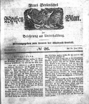 No. 26, Sonnabend, den 25.Juni 1836