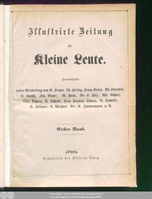 1. 1875: Illustrirte Zeitung für kleine Leute