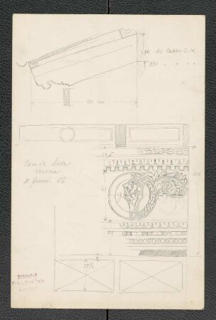 Casa da Lisca zu Verona, Hauptgesims, Fassadensystem (mit Aufmaß)