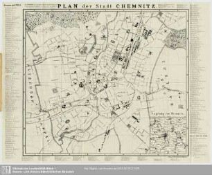 Karte : Plan der Stadt Chemnitz