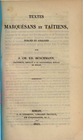 Textes Marquésans et Taïtiens publies et analysés