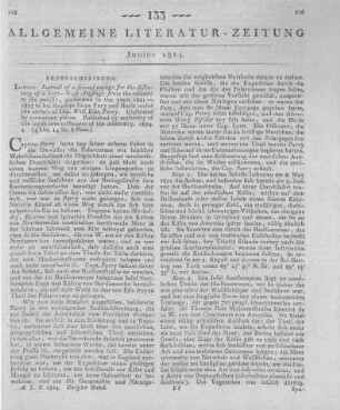 Parry, W. E.: Journal of a second voyage for the discovery of a northwest passage from the Atlantic to the Pacific, performed in the years 1821-23 in His Majesty's Ships Fury And Hecla. London 1824