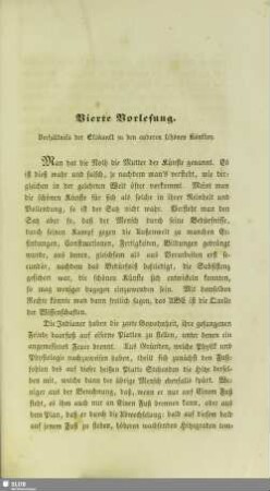 Vierte Vorlesung. Verhältniss der Esskunst zu den anderen schönen Künsten