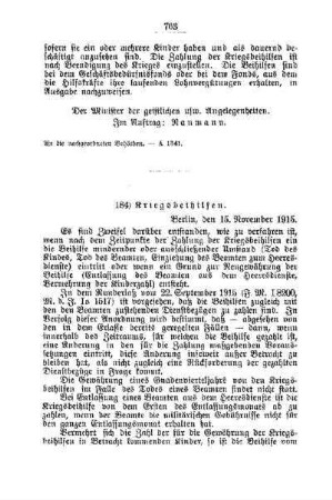 Kriegsbeihilfen : [A. Behörden und Beamte]