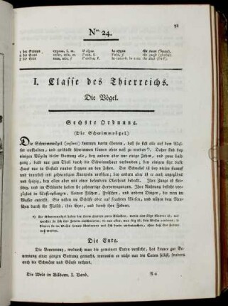 Sechste Ordnung. Die Schwimmvögel.