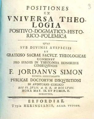 Positiones ex universa theologia positivo-dogmatico-historico-polemica