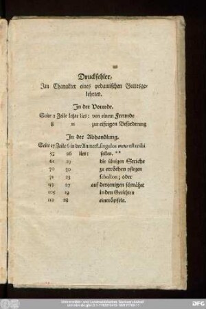 Druckfehler, Im Charakter eines pedantischen Gottesgelehrten.