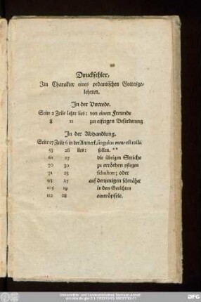 Druckfehler, Im Charakter eines pedantischen Gottesgelehrten.